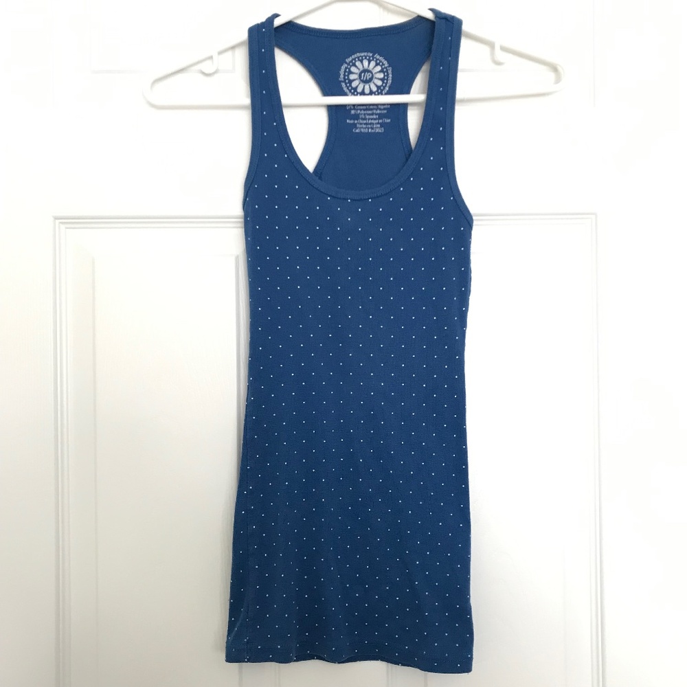 Y2K Streetwear Society Racerback Tank Top XS/XXS Fit Black White Polka Dots